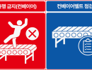 컨베이어 통행금지 및 벨트 점검 픽토그램