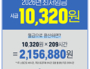 2026년 적용 최저임금 시간급 10,320원