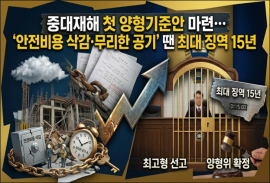 중대재해 첫 양형기준안 마련… '안전비용 삭감·무리한 공기' 땐 최대 징역 15년